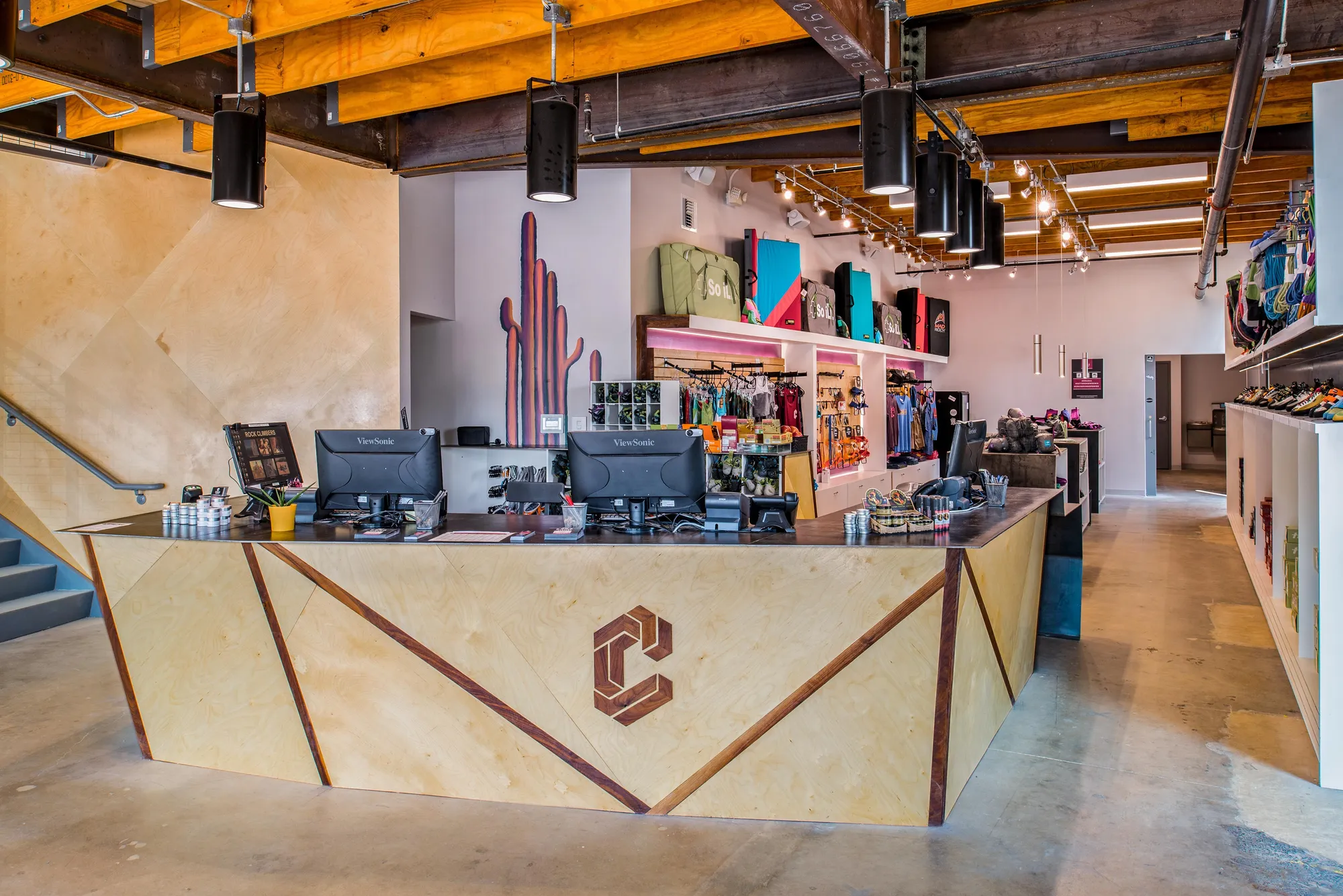 Custom front desk at Crux Climbing